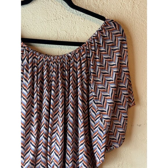 Chevron Off-Shoulder Poncho body Suit L Willow Root Chiffon READ - Picture 3 of 8